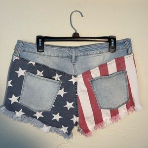 American flag USA denim shorts